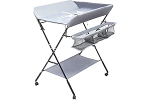 HarBin-Star Fasciatoio Portatile Pieghevole Fasciatoio a Piedi per Neonati con cintura di sicurezza e scomparti portaoggetti Fasciatoio da Viaggio Protegge la Vita 80 * 63 * 96cm (con ruote)