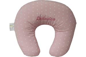 VENERE Cuscino Allattamento Gravidanza Morbido Sfoderabile Completo Ricamo Nome Personalizzato Bambino Made In Italy Neo Mamma (rosa cuori)