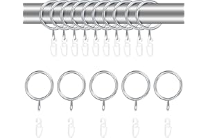 FULUSHOUXI 24 Sets Sterling Metal Curtain Hooks & Rings, 24 Sliding Eyelet Hooks for Curtain Rods