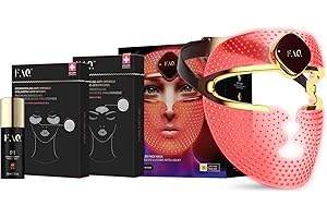 FAQ 202 Mascara led facial profesional NIR + 7 luces LED de fototerapia + Parches ácido hialurónico antiarrugas de microneedling contorno y frente - Máscarilla facial con color de luz para skincare