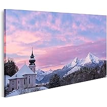 Islandburner Wandbild Berg Watzmann 80x40cm - Leinwanddruck Bayerische Alpen