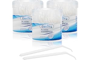 DANTICY Interdentale Zahnstocher mit gebogener Hakenform, Wiederbefüllbare Hygienestifte zur Plaqueentfernung, Sanfte Zahnzwischenraumreinigung für tägliche Mundpflege, Anti-Rutsch-600 Stück (3 Packungen)