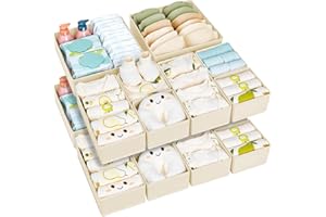 Homsorout Schubladen Organizer Kleiderschrank Organizer - 15er Set Faltbare Unterwäsche Organizer Aufbewahrungsbox Stoff Schubladen Ordnungssystem für Hosen, Kleidung, Socken, Beige