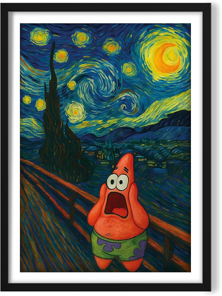 KARTPOST3R Çığlık Patrick Yıldız Tablo Poster No: 0037 (Çerçeveli)