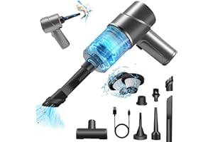 AGARELE Handheld Vacuum Cleaner Powerful Car Vacuum Cordless Cleaner 4 in 1 Mini Car Vacuum Rechargeable Air Blower Cleaner with Extension Brush and Nozzles for Car,Office,Home with Washable HEPA Filter Grey