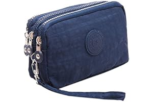 Btoon 3 Layer Zipper Nylon Wallets for Women Wristlet Bag Purse Waterproof Cell Phone Pouch Handbag