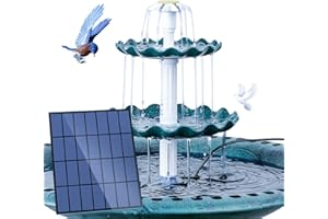 AMZtime Fuente Solar 3,5W para Fuente Jardin Exterior de Agua Decorativa con DIY 3 Niveles Comedero para Pájaros Desmontable, Baño de Aves, Decoración Jardín Exterior