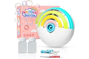PANAMALAR Panacare Machine à Bulles Automatique,Jouet Soufflante à Bulles pour Enfants 3 4 5 6 Ans，1500+ Bulles/Min avec Solution à Bulles * 2,Machine à Bulles Arc-en-Ciel Portable pour extérieur/fête/Mariage