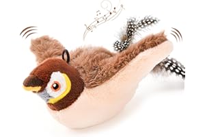 AUSCAT Flappy Bird Cat Toy, Simulated Chirping Bird Cat Toy Flapping Wings, Rechargeable，Interactive Catnip Toys for Indoor Kittens (No Flying)