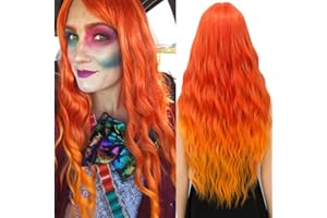 YEESHEDO 30 pollici Parrucche da arancio rosso lunghe ondulate con frangia per le donne, parrucca sintetica resistente al calore per cosplay di festa