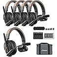 Accsoon Como SE 5-Person Wireless Intercom Headset System 1 Host 4 Remote, 2.4GHz Full-Duplex with Flip-to-Mute, 30H+ Hour Battery Life for Crew Communication Group Talk