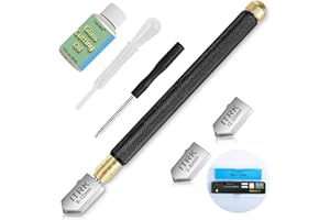 CAMDIOS Coupe-verre 2 mm-20 mm, outil de coupe de verre avec huile de coupe de verre, style crayon, pointe en carbure pour miroir/carreaux/mosaïque.