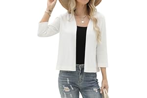 Aottori Boléro Femme Chic et Élégant Tricot Gilet Court Cardigan Manches 3/4 Veste Top pour Robe Mariage Bretelle Soirée Fête Décontracté