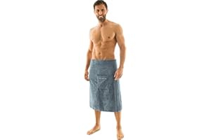 aqua-textil Wellness Saunakilt Herren 70 x 160 cm grau Baumwolle Saunasarong Frottee Kilt kurzer Schnitt