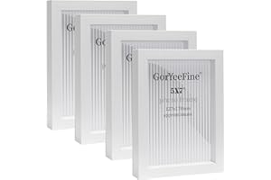 GORYEEFINE White 5X7 Inch wood Photo Frame Set of 4, Boxed Gallery Picture Frames 7X5'' 4Pack With Glass Window for Tabletop or Wallmounted,Oxford Modern Family Picture Frame 5X7 Inch
