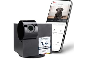 PetTec® CAM 360° Cámara para Mascotas con App [SIN SUSCRIPCIÓN] - Cámara para Perros y Gatos en Casa con Detección de Movimiento y Visión Nocturna - Vista Completa HD 360° Panorámica e Inclinable