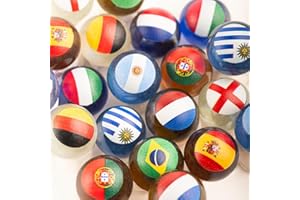 MARBLEFLAGS Luxury 20 Billes pour enfants en cristal avec drapeaux de pays Collectionner ou jouer avec des circuits Vtech ou HAPE Bois. Taille 16 MM (Champions Collection)
