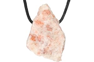 Lebensquelle Plus Rohsteinanhänger | Gebohrter Anhänger mit Baumwollband | Naturbelassen