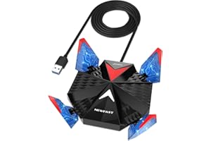 NEWFAST 5400Mbps Gigabit USB WiFi Adapter for PC AX5400 WiFi Dongle Tri-band Wireless Adapter WiFi 6E Dongle, 4x5dBi Antennas WiFi 6E Adapter, WPA3, MU-MIMO, Support Windows 10/11 ONLY