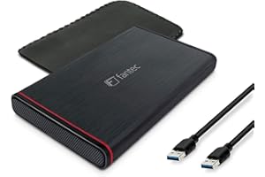 FANTEC 225U3-6G Boîtier pour disque dur externe (pour le montage d’un disque dur SATA ou SSD de 2,5" (6,35 cm), prise en charge les disques durs SATA III 6G, port USB 3.0, boîtier en aluminium), noir