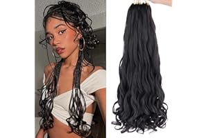 Xtrend Pre Stretched French Curly Braiding Hair 26 Inch 8 Packs Bouncy Loose Wave Braiding Hair Hot Water Setting Yaki Texture Synthetic French Curls for Women Black Hair Extensions(26 Inch,1B#)…