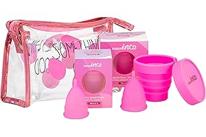 FARMA INCA Pack 2 Copa Menstrual con Esterilizador Plegable Talla L - Fabricada con Silicona de Uso Médico, Hipoalergénica, 100% Segura - Hasta 12 Horas de Protección - Incluye Funda y Neceser
