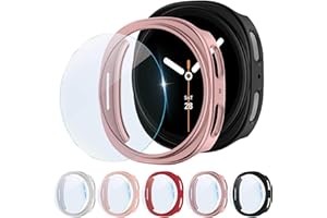 SOLOLUP 5+5Pack Hard PC Screen Protector+Cases for Samsung Galaxy Watch 8 Case 40mm,Full Protection Anti-scratched Bumper Cover with HD Clear Tempered Glass Screen Protector for Samsung Watch 8 40mm(ONLY)