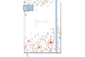 HÄFFT paper&you® dotted Journal A5 con banda elástica "Flores dulces" 156 páginas, cuaderno de notas con puntos, diario - sostenible & respetuoso con el clima