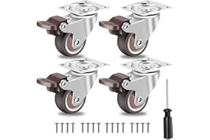 W B D WEIBIDA 50mm Roulettes pour Meubles avec 4 Frein, Jusqu'à 270KG Roulette Charge Lourde Rouler en Douceur, Caoutchouc Roulette pour Tous Les Sols, Meuble, Étagères, Coffres à Jouets,lot de 4