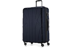 SUITLINE - Großer Hartschalen-Koffer, TSA, 4 Doppel-Rollen, Trolley, Rollkoffer, Reisekoffer, Volumenerweiterung, 75 cm, 119 Liter, Dunkelblau