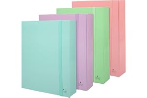 Quijote Paper World CARPETAS DE PROYECTO - Carpetas para archivo, colores pastel, medidas 34.5x24.5x7cm, gomas elástica, para A4, uso escolar y oficina - Pack 4 Colores