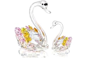 H&D HYALINE & DORA Briefbeschwerer aus Kristall, Schwan, 2 Stück