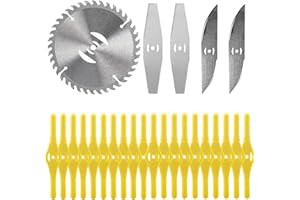 TUCSSARG Cordless Electric Lot de 25 Lames Coupe Bordure sans Fil Lame en Métal,Coupe Bordure Lame De Rechange, Acier Lames de Tondeuse À Gazon en Acier avec Lames Tranchantes