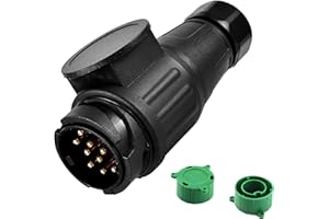 ANBOO Conector de 13 pines, conector de 12 V con tapa protectora verde, resistente al agua, conector de 13 pines para barco, remolque, coche caravana (largo)