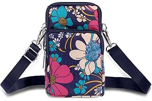 Zercart Crossbody Bags Phone Pouch Purse, Leaf Pattern Shoulder Bag Multifunction Phone Bag Ladies Cellphone Bag with Wristband & Card Holder Slots for Smartphone 6.5" Keys Coins Cards