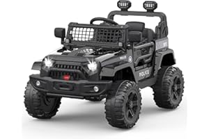 PORTOALEGRE Macchina Elettrica per Bambini 12V, Auto Elettrica per Bambini con Telecomando da 2,4 GHz, Sospensioni a Molla, Luci a LED, Bluetooth, 2 Velocità, Macchina Elettrica Bambini 3-8 Anni (Nera)