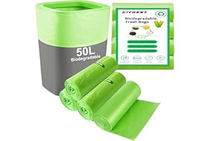 Biodegradable Bin Bags Liner 50L, KITBEST 60PCS Food Waste Bags Trash Bag Large, 13 Gallon Compostable Caddy Liner, Recycled Degradable Rubbish Garbage Bag Kitchen Office Household, Green, 60 x 80cm