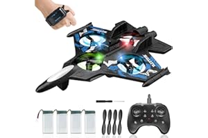 HERMORRYSS RC Aereo, Aereo Telecomandato Giocattoli con Luci e Rotazione A 360°, 2.4GHz Caccia Modello con Sospensione e 2 Telecomando, Quadcopter RC-Regalo di Compleanno per Bambini (Blu)