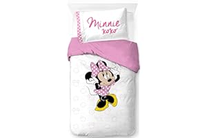 Jay Franco Disney Minnie Mouse 100% Cotton Single Duvet Cover Set - Includes 50 x 70 cm Pillowcase