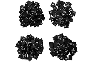 TiaoBug 400 Pack Size Labels for Clothing Polyester Woven Size Tags Sewing Clothing Labels Sew on Clothes Garment Fabric 100 Piece of Each Size S/M/L/XL Black 0.74 x 0.47 inch