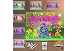 YAN-TECH Tableau blanc effaçable à sec en acrylique avec support USB LED 7 couleurs changeantes avec télécommande, intensité variable, pour bureau, chevet, mémo, décoration de bureau - 40 x 30 cm