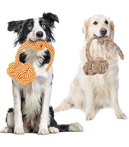 6 Giocattoli Per Cani In Corda Di Cotone | Per Cani Medi E Grandi - Palline, Nodi E Bastoncini - Foto 9