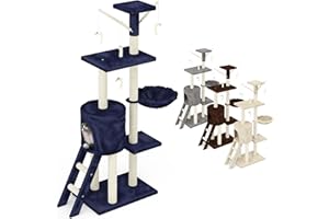 Beltom® TIRAGRAFFI PER GATTI 140 CM GIOCO PARCO GIOCHI CUCCIA GATTO GRAFFIATOIO SISAL ALBERO TIRA GRAFFI PALESTRA - Blu