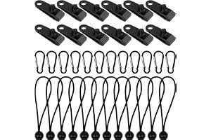 HOTUT Set med 36 st tältpresenning, 12 st presenningsklämma låsklämma, 12 st elastisk spännare med boll, 12 st karbinhake, fö