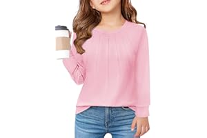 Haloumoning Maglietta a maniche lunghe per bambini, girocollo, per autunno, tinta unita, casual, a maniche lunghe