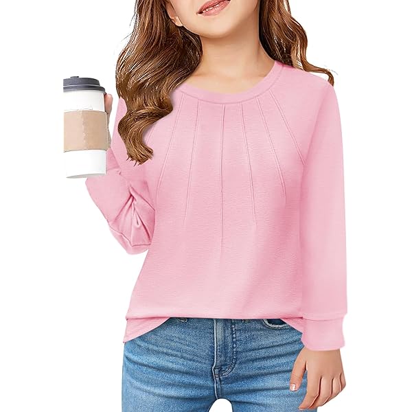 Arshiner Shirt met lange mouwen voor meisjes, met ruches en Zwitserse stippen, schattig T-shirt met ronde hals, blouse voor meisjes van 5 tot 12 jaar, Zwart, 10-11 Jaar