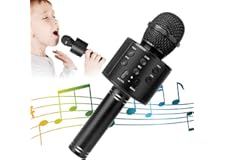 KIDWILL Wireless Bluetooth Karaoke Microphone for Kids, 5-in-1 Portable Handheld Karaoke Mic Speaker Player Recorder with Adj