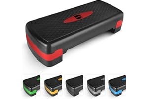 KAYMAN Passi per esercizi – Fitness Stepper per casa e palestra, adatto per aerobica, cardio, pesi, yoga, allenamento in DVD, altezza regolabile a 3 gradini (10, 15, 20 cm) – Set di accessori perfetto per routine fitness