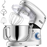 CHeflee Professional Mixer, 2000 W Kneader Bread Pastry, 6.2 L Low Noise Multifunction Kitchen Robot, Hook for Dough, Flat Wh