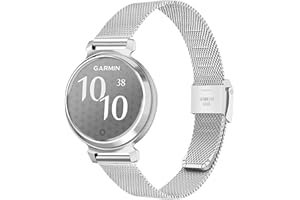 TRUMiRR Women's Bracelet Replacement for Garmin Lily 2 Smart Watch, Mesh Stainless Steel Metal Bracelet Cream Gold Sport Watch Strap for Garmin Lily 2 Only